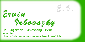 ervin vrbovszky business card